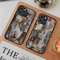 crying cat memes phone case hard leather case for iphone 11 12 13 mini pro max 8 7 plus se 2020 x xr xs coque