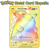 spanish pokemon metal cards sp pok%c3%a9mon letters charizard pikachu v vmax collection gold card gx original game toy kid gifts