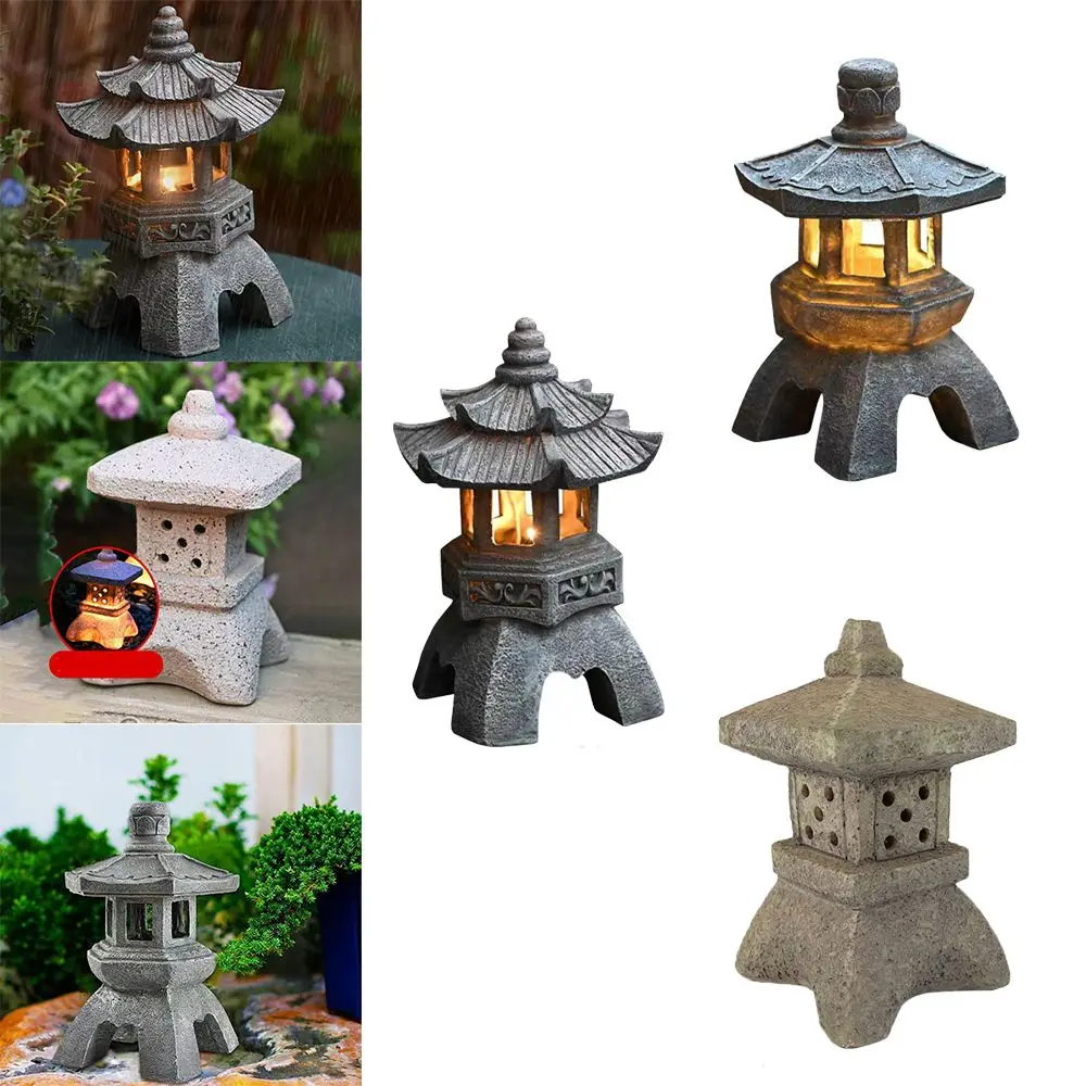 

Новая креативная полимерная лампа на солнечной батарее, Дворцовый фонарь, s-образная башня, статуя двора, лампа-пагода на солнечной батарее, украшения для сада