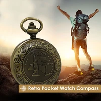 vintage copper retro compass flip cover retro pocket watch compass camping hiking nau tical marine survival photography props