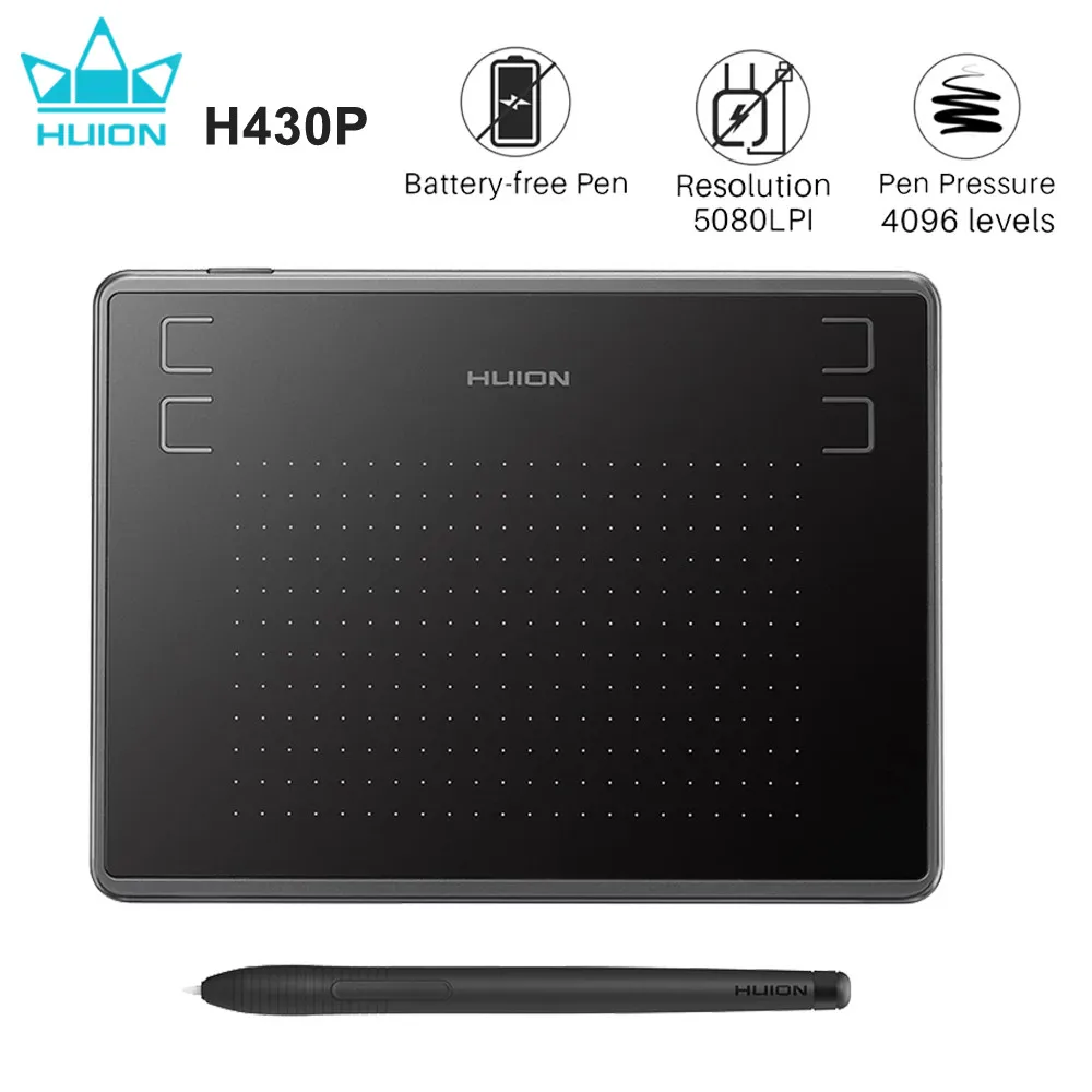 Цифровой графический планшет HUION H430P, перьевой планшет для рисования с безбатарейным стилусом