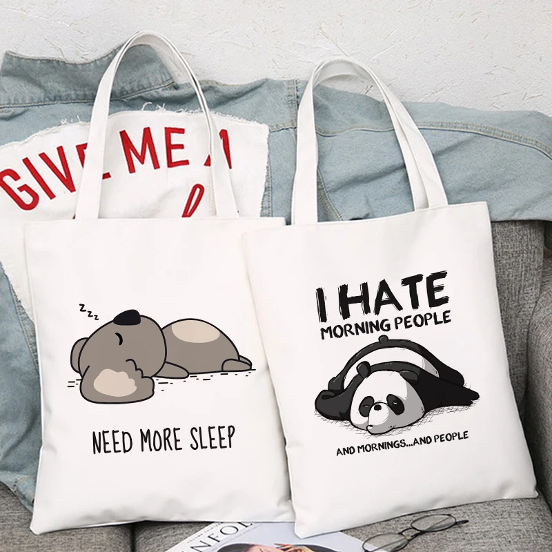 

Shopper Bag Cute Panda Sloth Print Women Casual Canvas Shopping Bag Tote Bag Large-capacity Eco Bagreusable Shoulder Bag Handbag