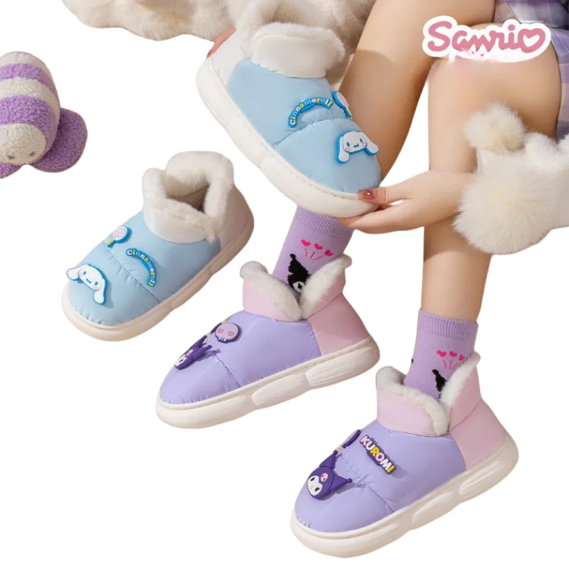 

Cinnamoroll Hello Kitty Sanrio Kawaii Anime Kuromi Children's Thermal Bag and Cotton Slippers Plus Velvet Anti-Slip Cotton Shoes