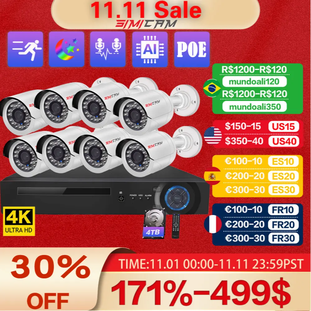

IP-камера видеонаблюдения, 4K, 8 Мп, Ultra HD, POE