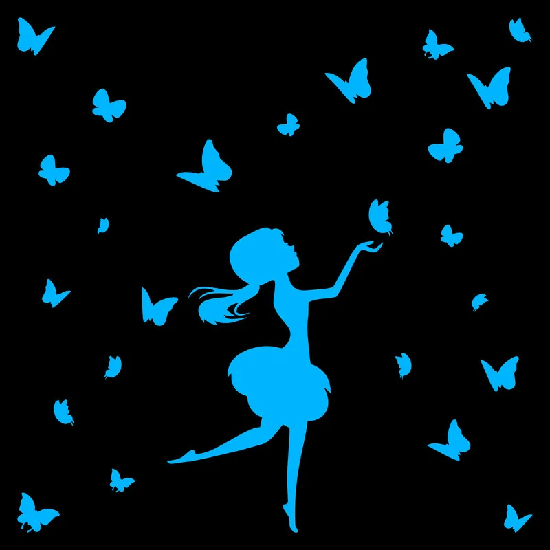 Виниловая наклейка с изображением девушки и бабочек