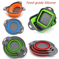 folding silicone drain basket fruit vegetable laundry basket foldable sieve poultry collapsible drainer kitchen storage tool