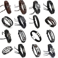 classic cross bracelets men homme genuine leather hand woven simple adjustment vintage rope bangle hand jewelry pulsera hombre
