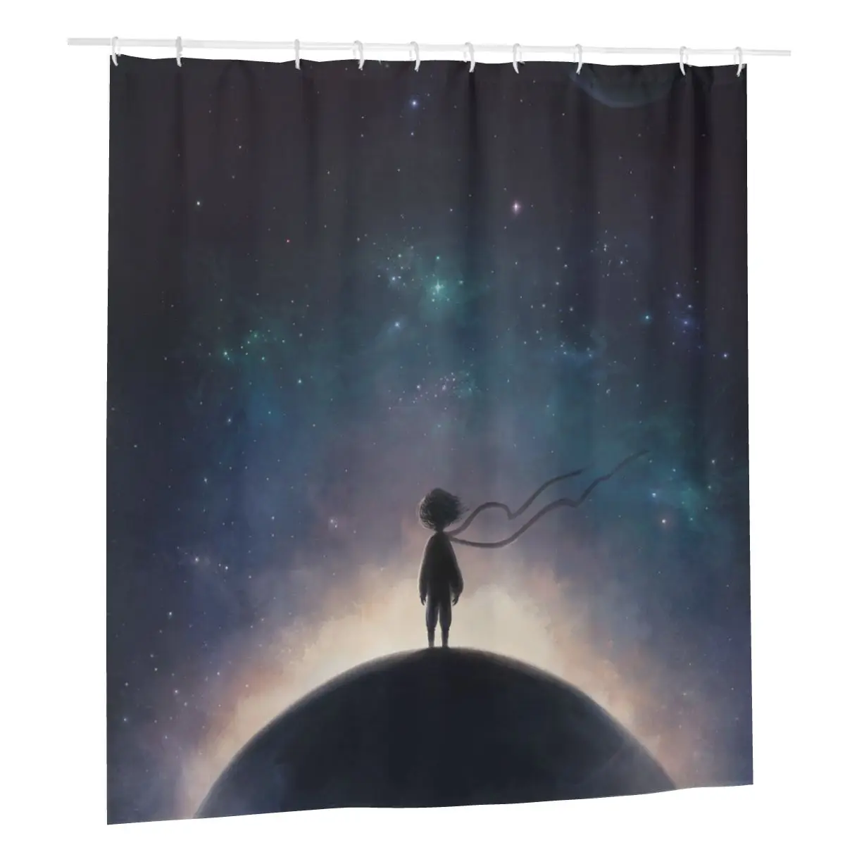 The Little Prince Galaxy Shower Curtains Classic Fairy Tale Bath Polyester Waterproof Cloth Screen with Hooks