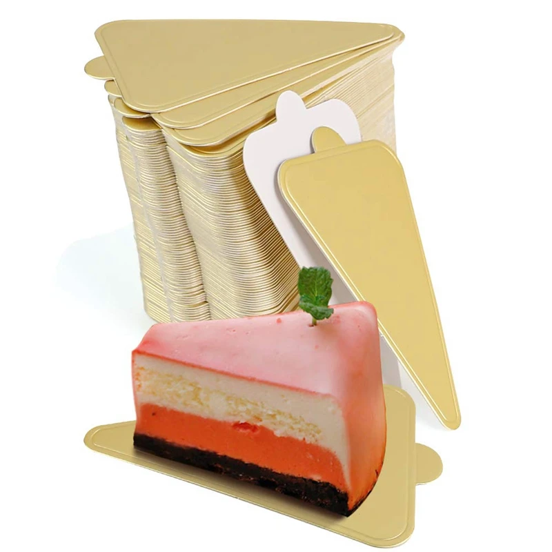 

Triangular Cake Base, 100-Piece Mini Cake Plate, Moss Cake Cardboard Dessert Display Tray, Golden Pastry Tray