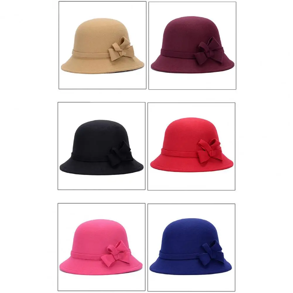 

Washable Vintage Floppy Panama Hat Portable Bucket Hat with Bow for Church