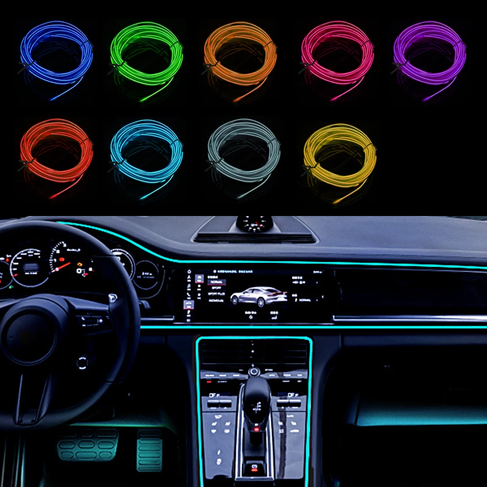 

Car Interior LED EL Wire Rope Tube Line strip For honda civic crv accord accord fit jazz peugeot 307 207 308 408 3008 508 2008