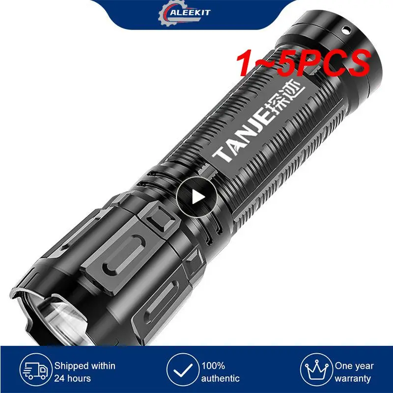 

1~5PCS Ultra Bright Flashlight ABS Strong Light Focusing Led Flash Light Rechargeable Zoom Xenon Forces Outdoor Multi-function