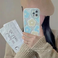 korean milk blue flower love lens protection shockproof transparent case for iphone13 12 11 promax xs xmax soft case