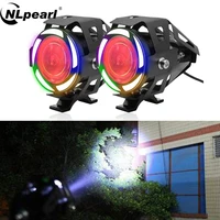 nlpearl motorcycle led headlight angel eyes devil eye drl spotlights auxiliary mini fog spot light 125w motorbike car worklight