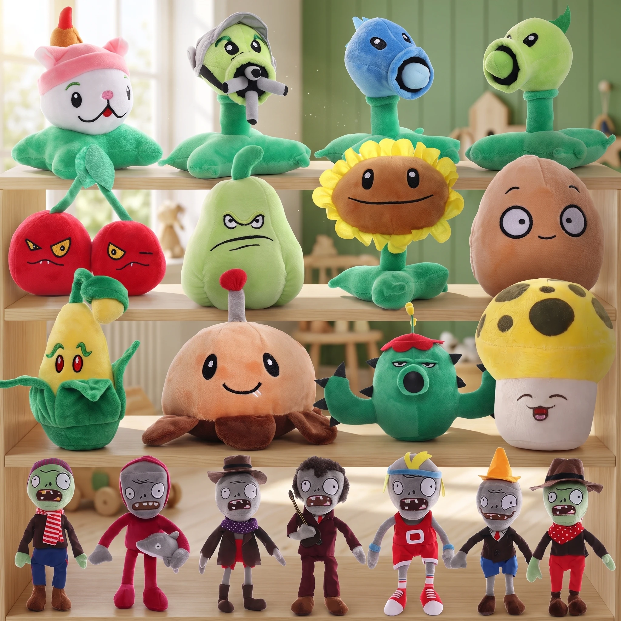 Фото Плюшевая игрушка в стиле Plants vs Zombies, коллекционная фигурка персонажа игры, настольное украшение, коллекционная модель, декор, подарок на праздники и день рождения. №2