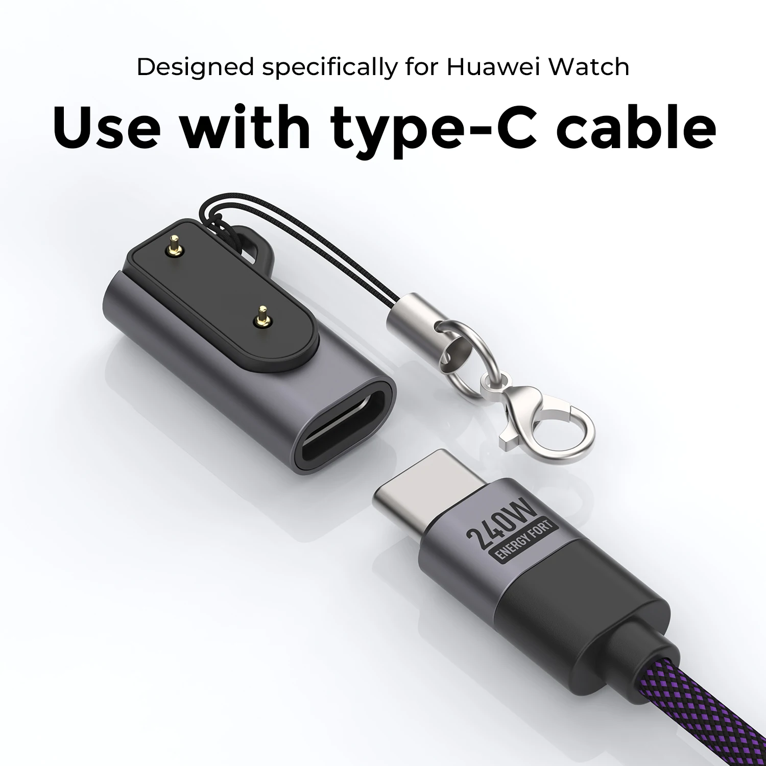 Фото Зарядное устройство USB-C, адаптер для зарядного устройства для умных часов, зарядный кабель Type-C для часов Huawei Band 10/9/8/7/6 Fit3 Watch 5X Pro/5X/5 Pro/5/4 Pro/4X №2