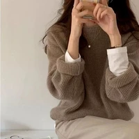 plush thick thick coat lazy wind loose simple round neck pullover wild cute sweet autumn and winter new sweater