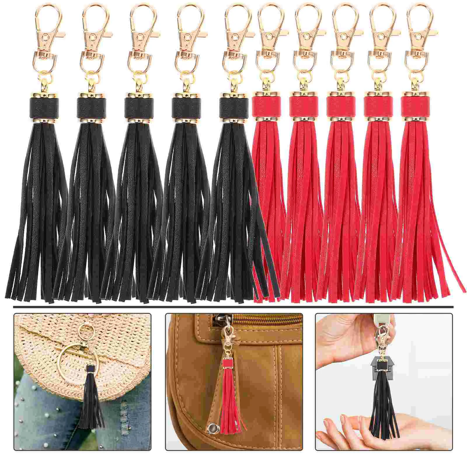 

10Pcs Chic Tassel Pendant Backpack Charm Car Key Tassel Keychain Handbag Keychain