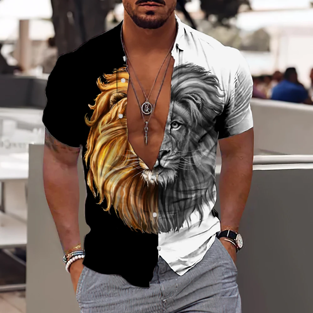 

Cool Cotton Animal 3dPrinted Shirts Men Women Fashion Hawaiian Shirt Casual Beach Short Sleeve Blouse Men's Vocation Lapel Shirt