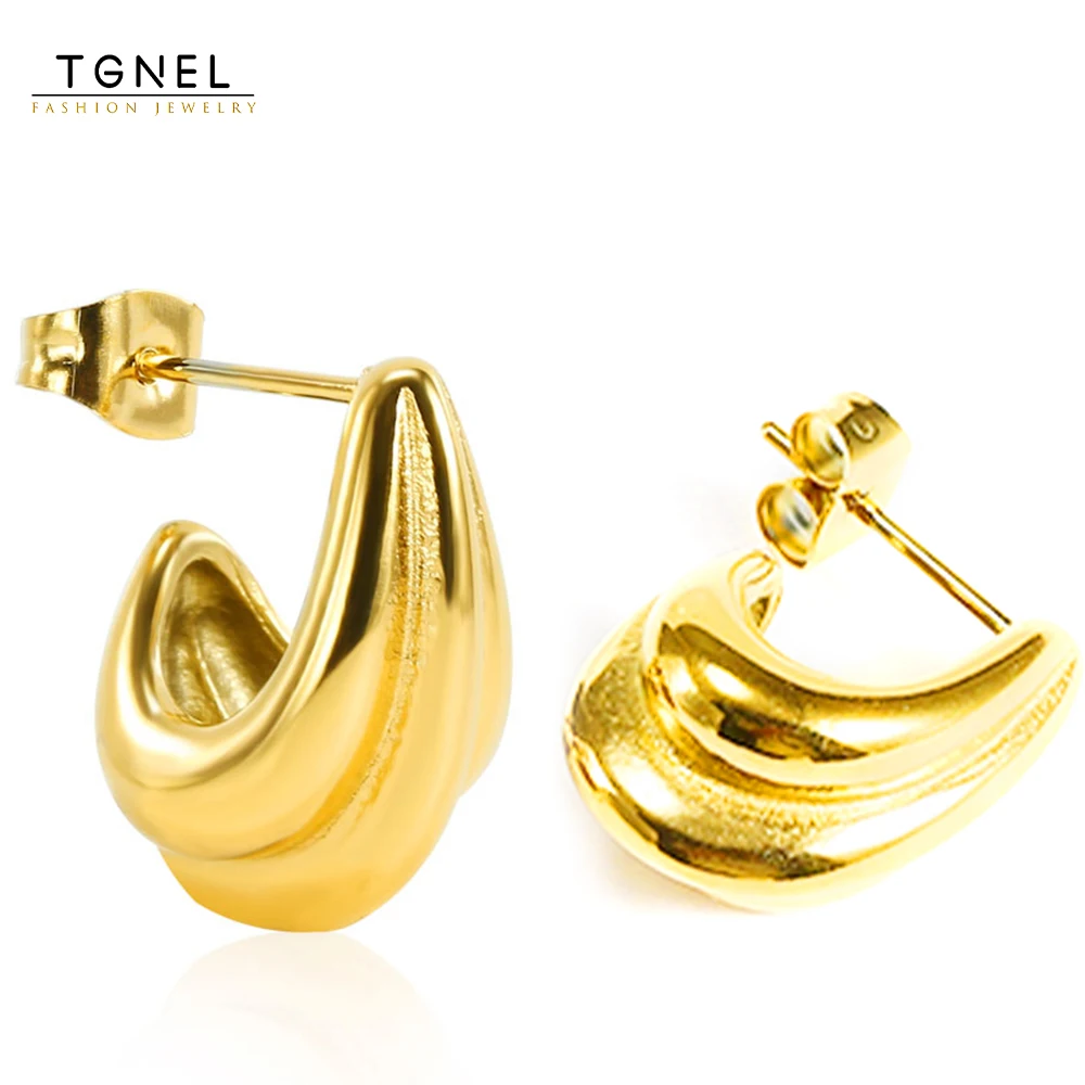 Серьги-кольца из нержавеющей стали для женщин золотой цвет высокое качество