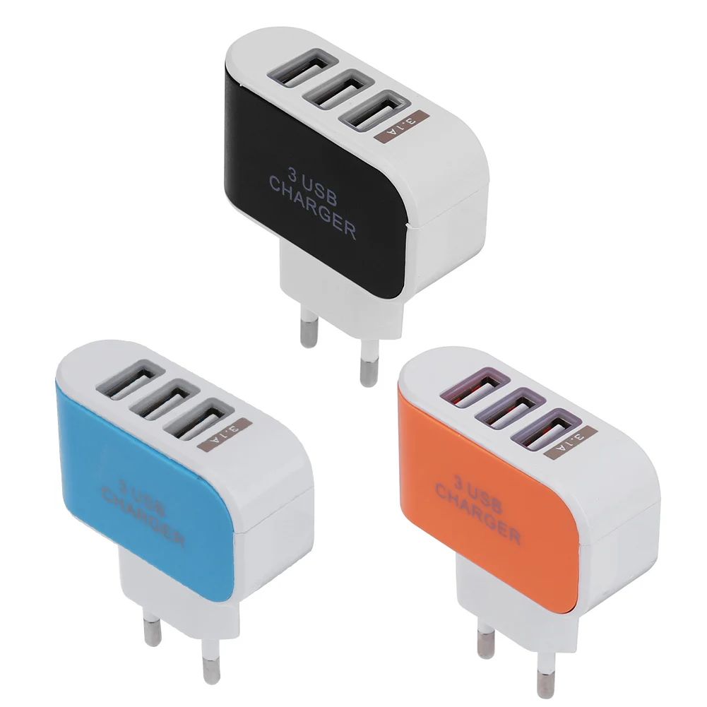 

3USB EU Plug LED Mobile Phone Chargers Multi-Head Travel Charger(2A) Accessory