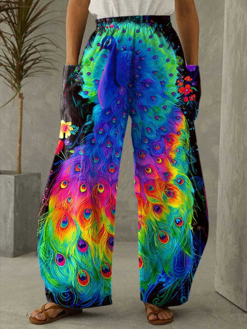 

Latest Floral 3D Print Ladies Oversized Trousers Streetwear Boho Casual High Waist Retro Harem Pants Phoenix Beachwear New2022