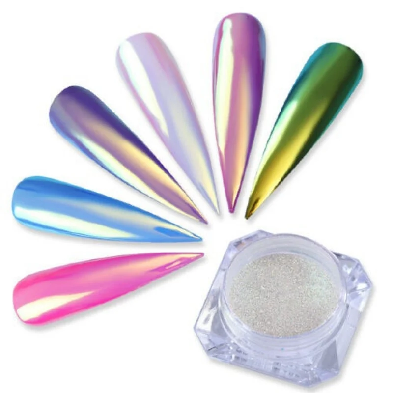 

1Jar Aurora Nail Powder Net 2-3g Mirror Effect Chrome Powder Dust Bottle 50 Style Nail Art Mermaid Rainbow Powder PT-50 &*&