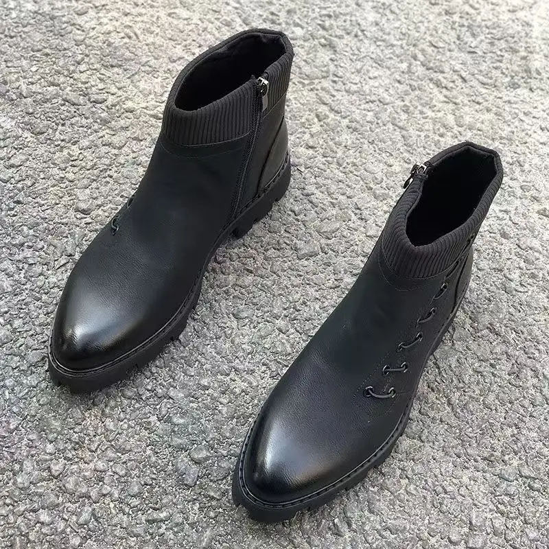 Британские модные мужские мотоциклетные ботинки обувь из коровьей кожи черные