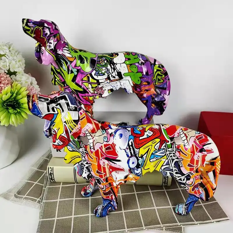 

Creative Watermark Shepherd Dog Resin Decorations Living Room Entrance TV Cabinet Desktop Colorful Crafts Decoration