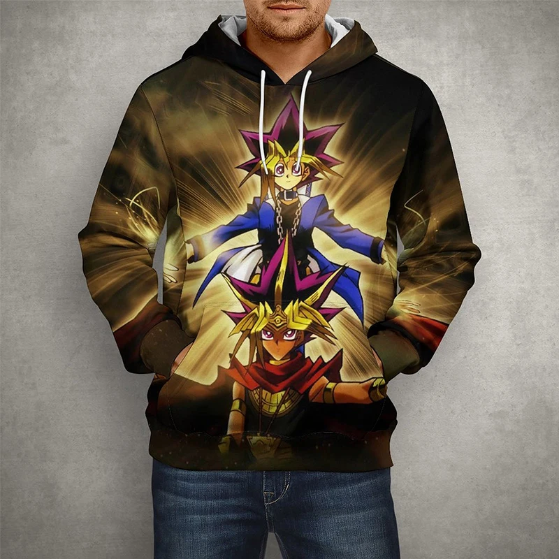 

Новинка 2023, толстовки с капюшоном из игры Yu Gi Oh для мужчин и женщин, толстовка с капюшоном, пуловер с мультяшным аниме 3D принтом, модная повседневная крутая куртка, одежда