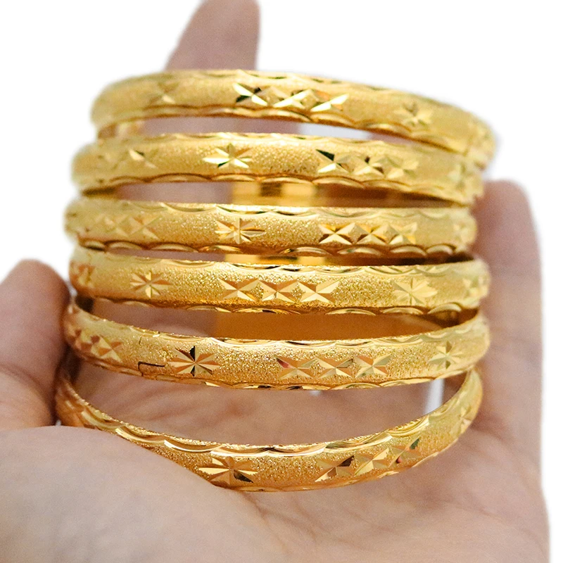 

6 Pieces/Multiple Dubai Gold Bracelet Women Men 24k Ethiopian Jewelry African Arabian Arabian Bridal Party Wedding Gifts