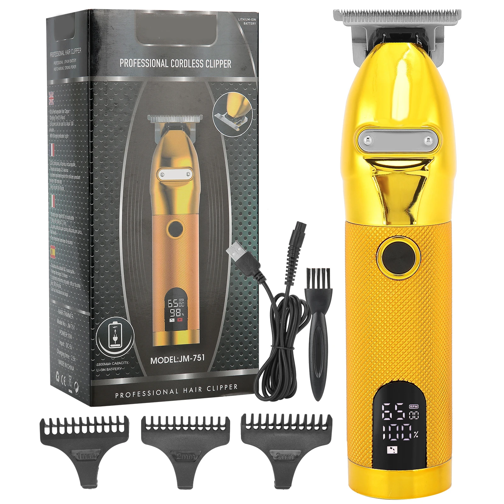 

RESUXI Electric Hair Clipper Digital Men Hair Trimmer USB Rechargeable Cutter for Oil Head men