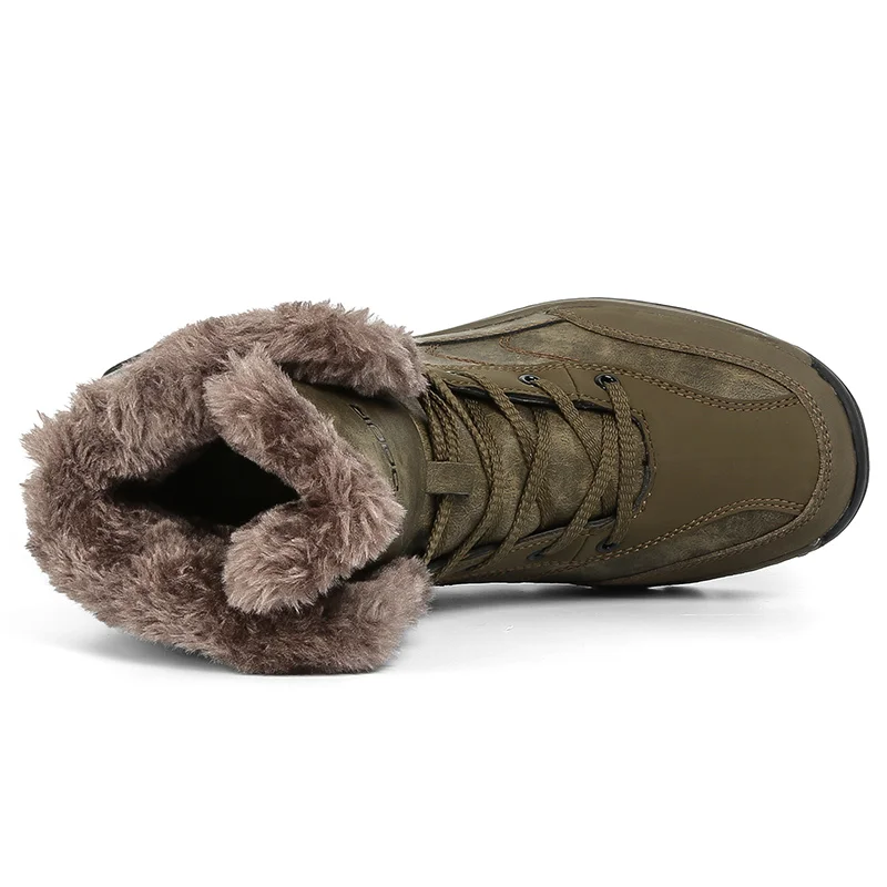 Winter Leather Boots Waterproof Men Hiking Shoes Super Warm Tactical Military Boots Hunting Outdoor Big Size Male Sneakers 40-48