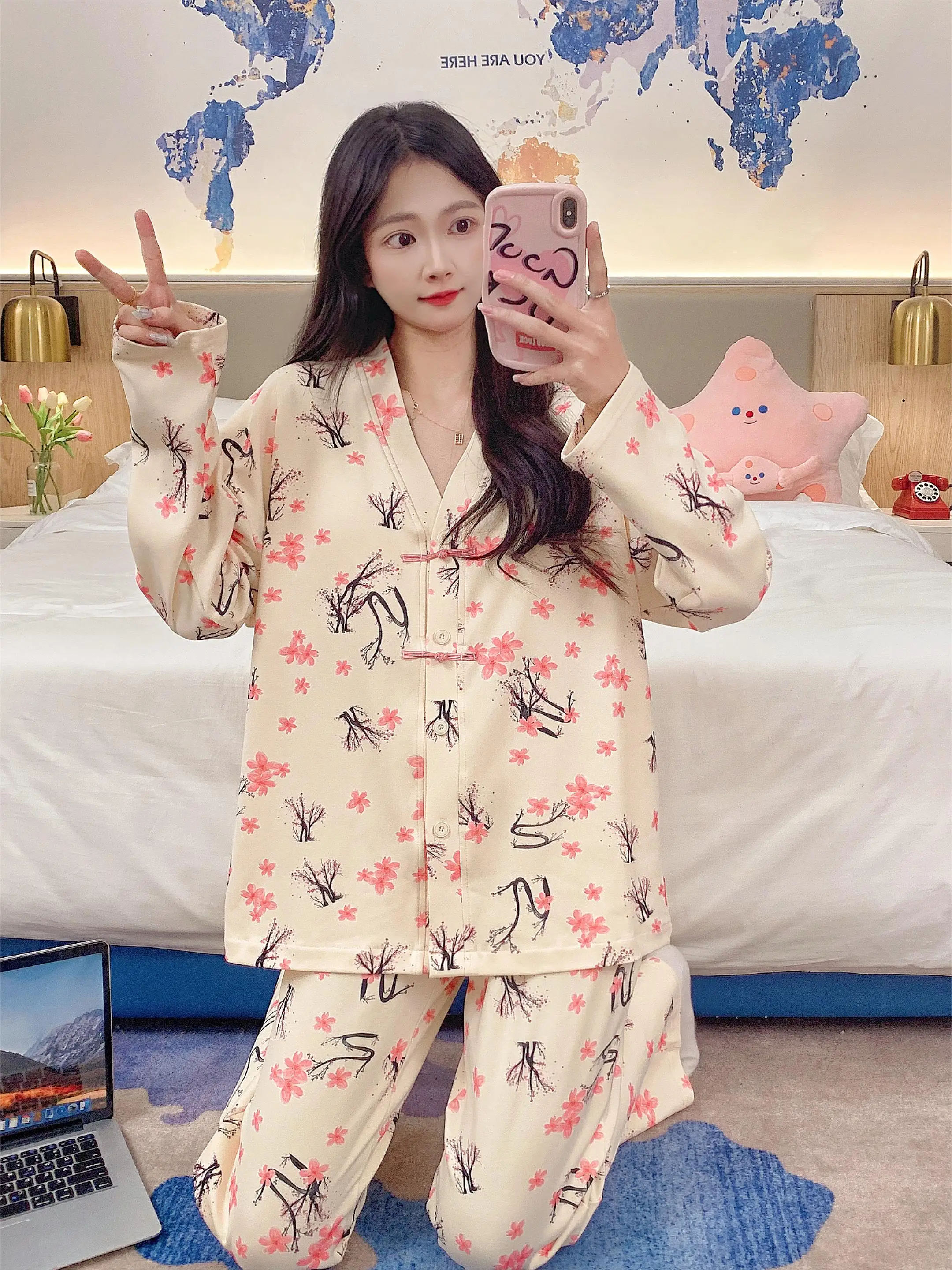 Пижамы женские 2 пижамы домашний костюм модная пижама женская домашняя одежда