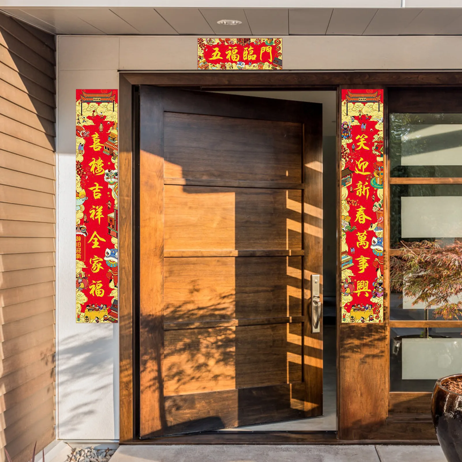 

Китайские новогодние парные украшения, наклейки с изображением иероглифа, красный конверт с изображением тигра, праздничные украшения для ...