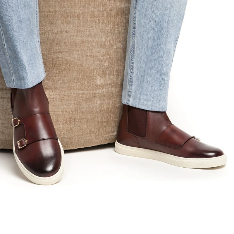 Мужские ботинки челси с двойной пряжкой Вулканизированная подошва деловая обувь