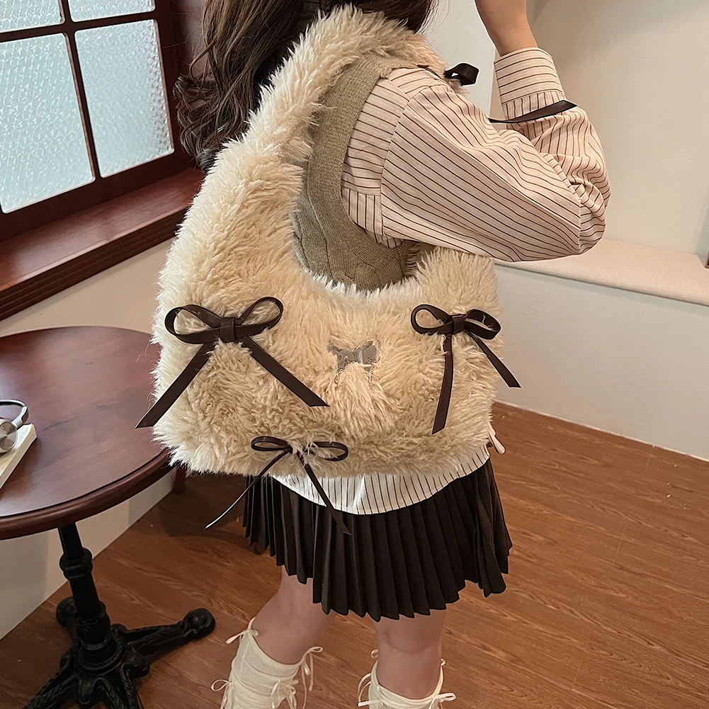 Женская плюшевая сумка на молнии кошелек-клатч с внутренним карманом пушистый