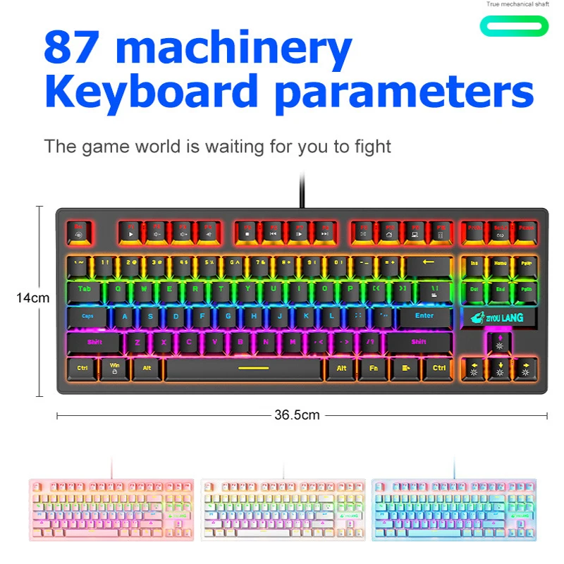 

Wired Keyboard for Pc Full Key No Punch Key Caps Mechanical Gamer Accessories Cute Keycaps Mechanical Gaming Rgb Mini Keyboards