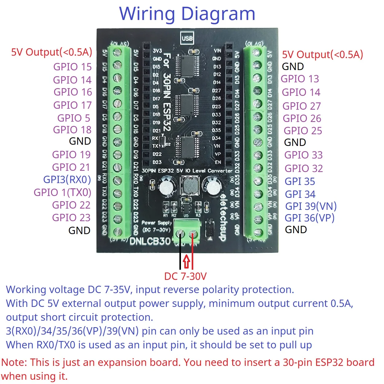 ESP32 5 В до 3 двунаправленный 1 МГц DIO LvTTL TTL преобразователь уровня плата расширения