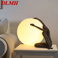 dlmh nordic table lamp contemporary creative ornament resin desk light led decor for home living room study bedside