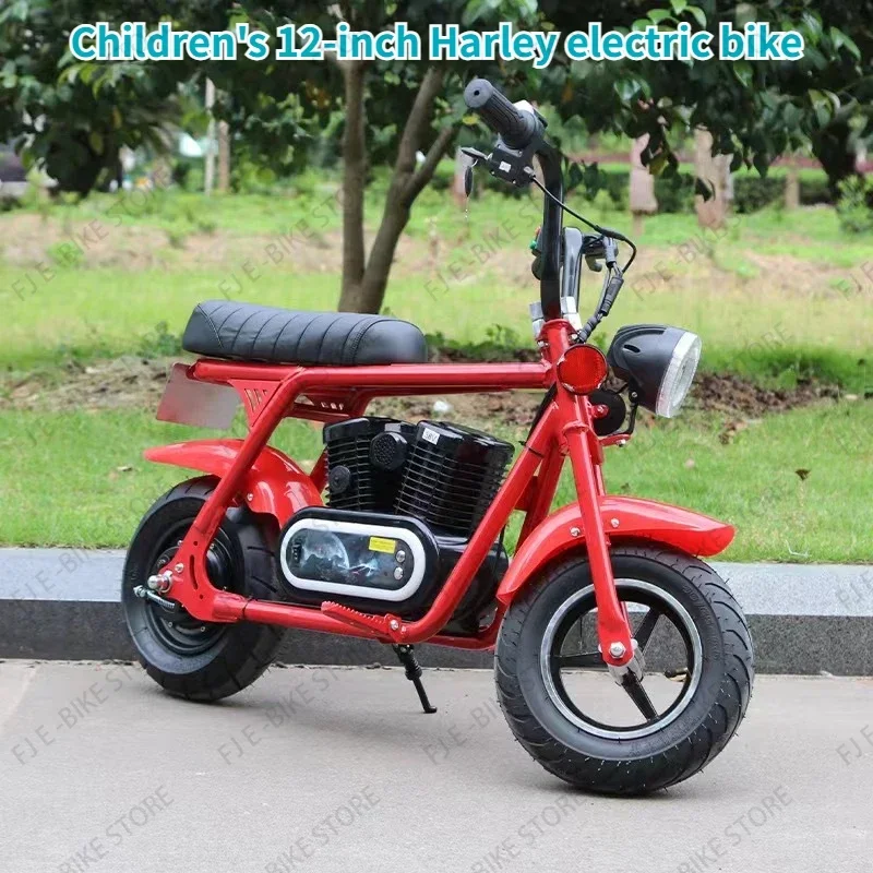 Детский Электрический мотоцикл 12-дюймовый мини Harley электрический велосипед с