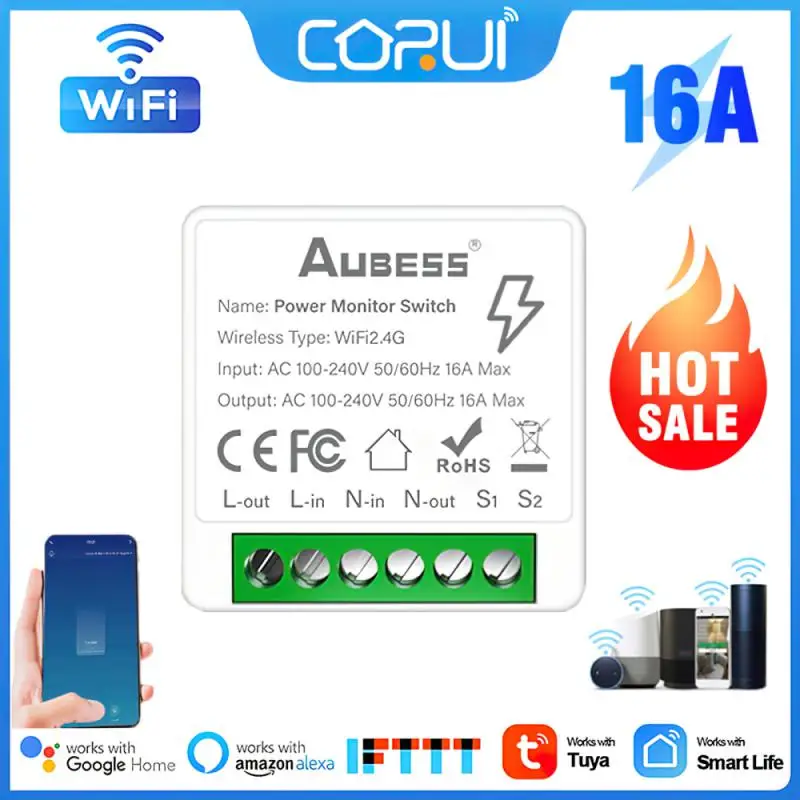 

Беспроводной модуль переключателя CORUI Tuya с Wi-Fi, 16 А