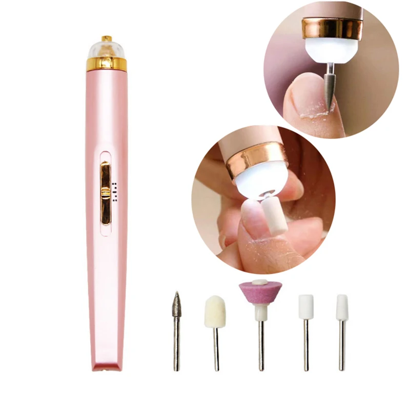 USB Electric Nail Drill with LED Light Electrik Nail Drill Machine  Gel Polish Remove Pedicure Tools 5 In 1 Electric Nail File