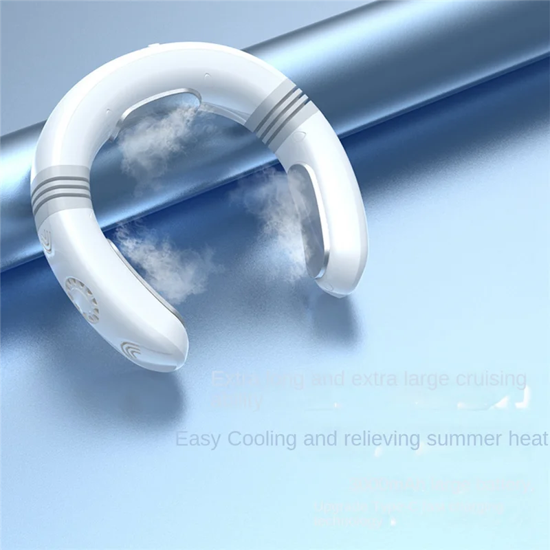 

Hanging Neck Fan Outdoor Portable Air Conditioner Air Cooler Refrigeration Instrument Leafless Hanging Neck Fan Blue