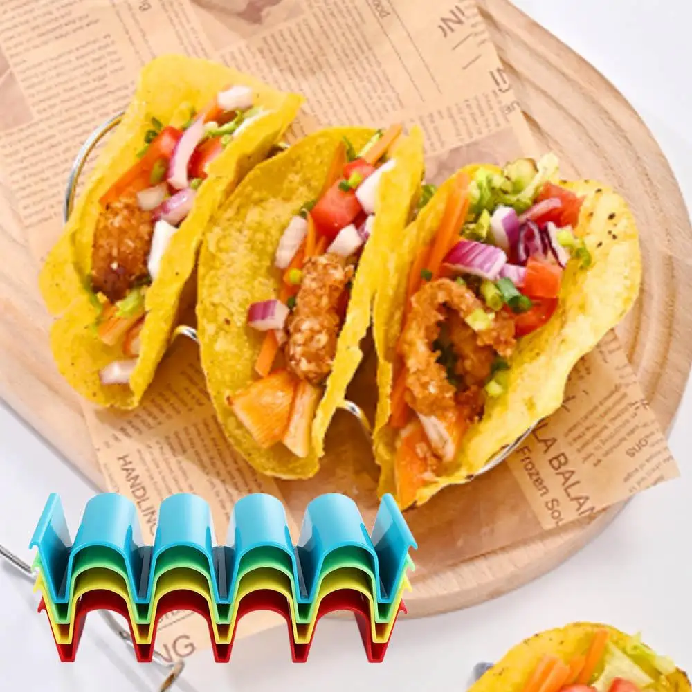 

1Pc Taco Holders Mexican Pizza Roll Shelf Burrito Potato Chips Rack Creative Wave Shape Tray Holder For Tortilla Pancake Stands