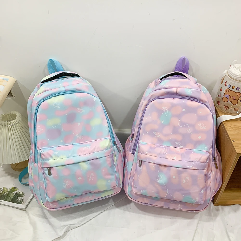 

Girls Casual Shoulder Backpack Gradient Print Fresh Student Knapsack Large Capacity Adjustable Strap For College Travel Backpack