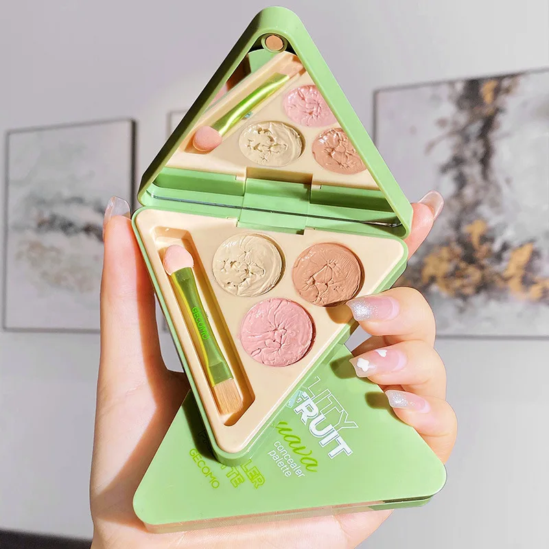 

3 olor Face Concealer Palette Green Pink Natural Matte Brighten Correct Skin Tone Acne Pimple Dark Circle Cover Conceal