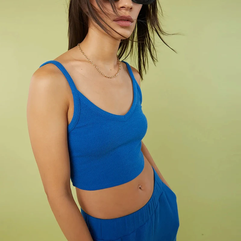 

Cotton Top Women Sexy Low-Cut V-Neck Sleeveless Streetwear Crop Tops Ropa Mujer Vintage Clothes