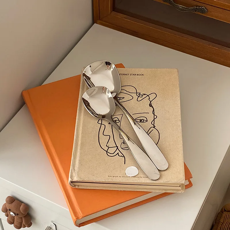 Xiaojiu Нержавеющая сталь 304 Ins Sle нержавеющая квадратная головка ложка в стиле