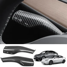 Carbon Fiber Gear Column Shift Collars Cover for Tesla Model Y Model 3 Accessories Steering Wheel Lever Cover